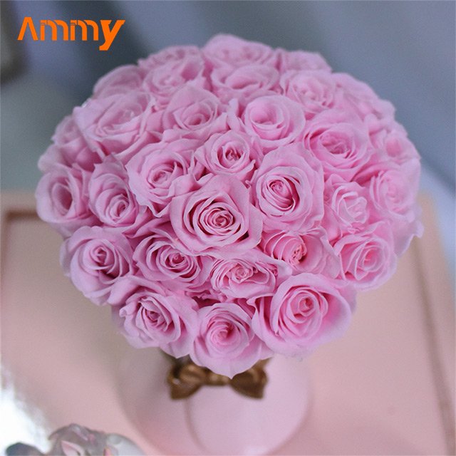 Ammy wedding favors Preserved Flowers Rose eternal flower hand bouquet flower acrylic gift boxes for present valentine gift