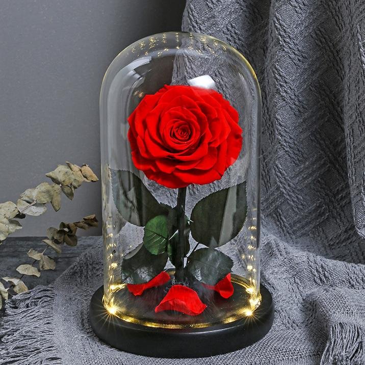High Quality Long Life Roses Forever Everlasting Flowers Infinity Immortal Single Preserved Eternal Rose In Glass Dome