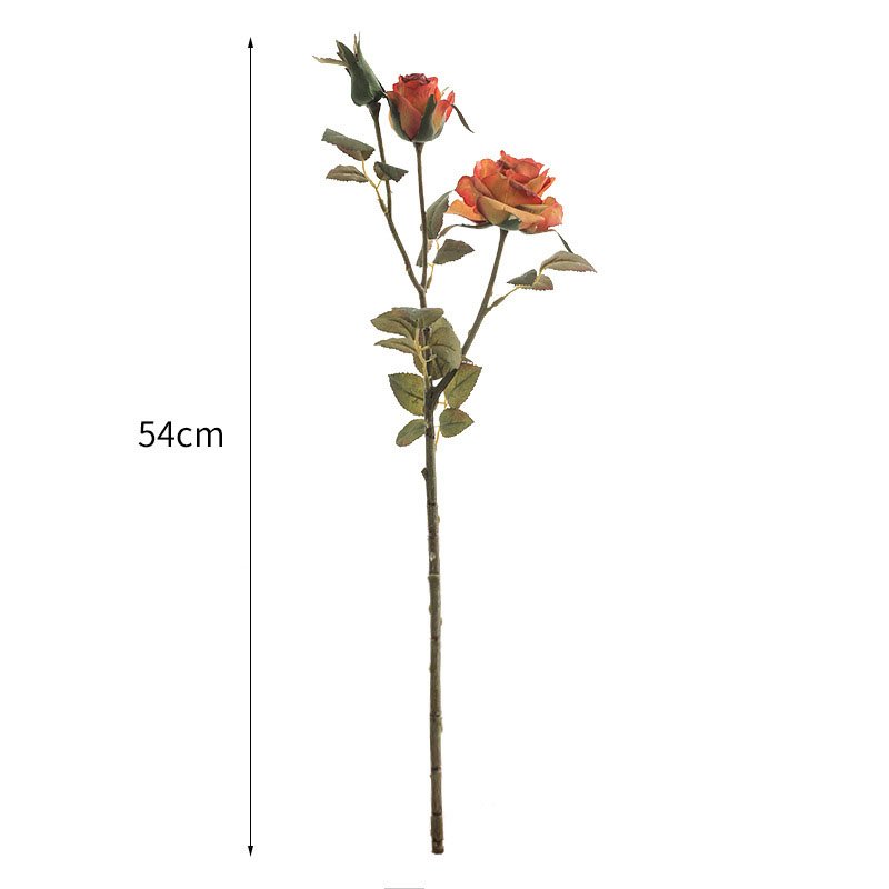Hot selling 3 vintage burnt edge roses Artificial Flowers For Home Decoration