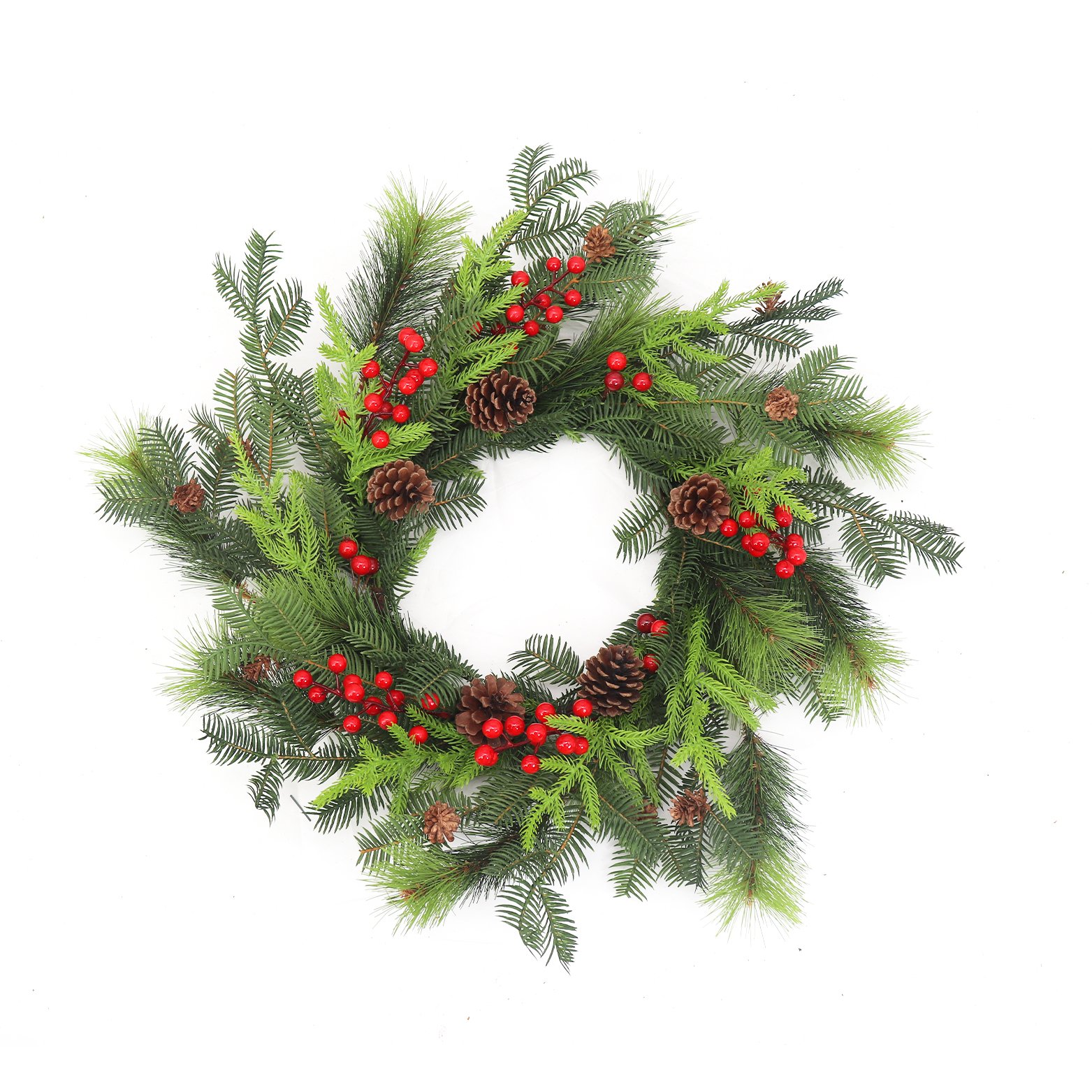 High Quality 61cm PVC PE New Style Artificial Christmas Wreath Preserved Flowers & Plants Christmas Decoration