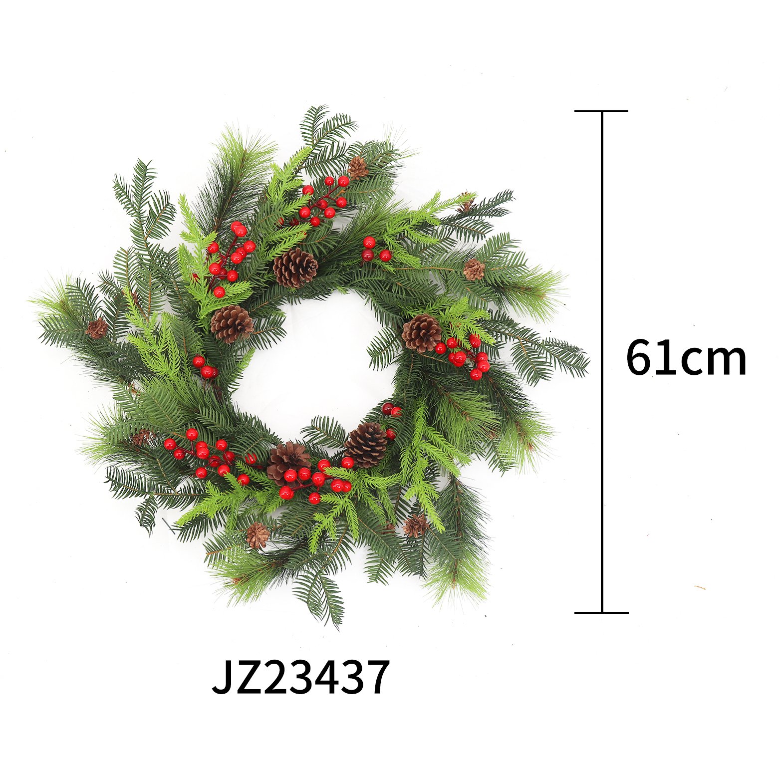 High Quality 61cm PVC PE New Style Artificial Christmas Wreath Preserved Flowers & Plants Christmas Decoration