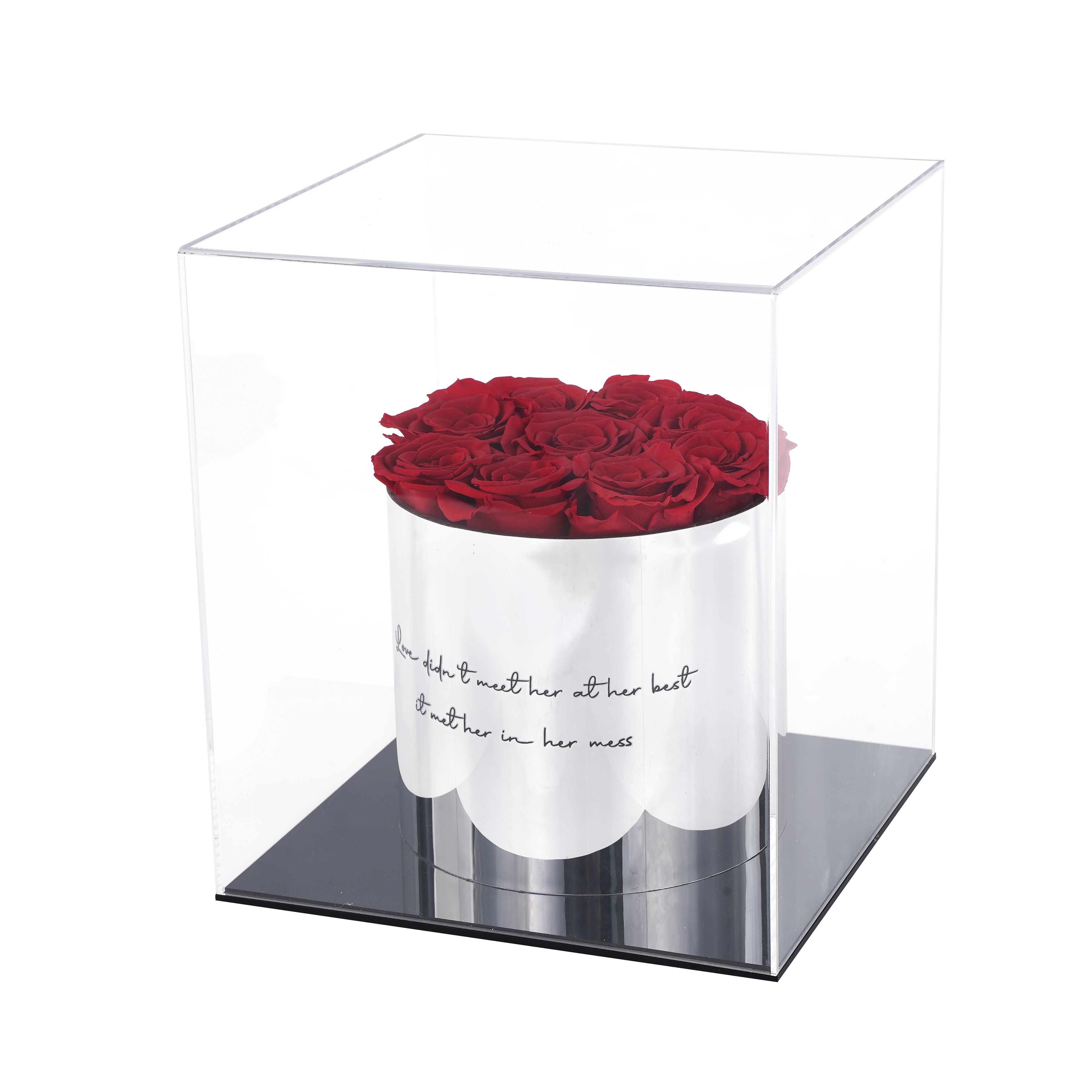 9 Roses Valentines day gift forever Everlasting Immortal Preserved Flower ornaments bridal bouquet Eternal Rose in acrylic Box