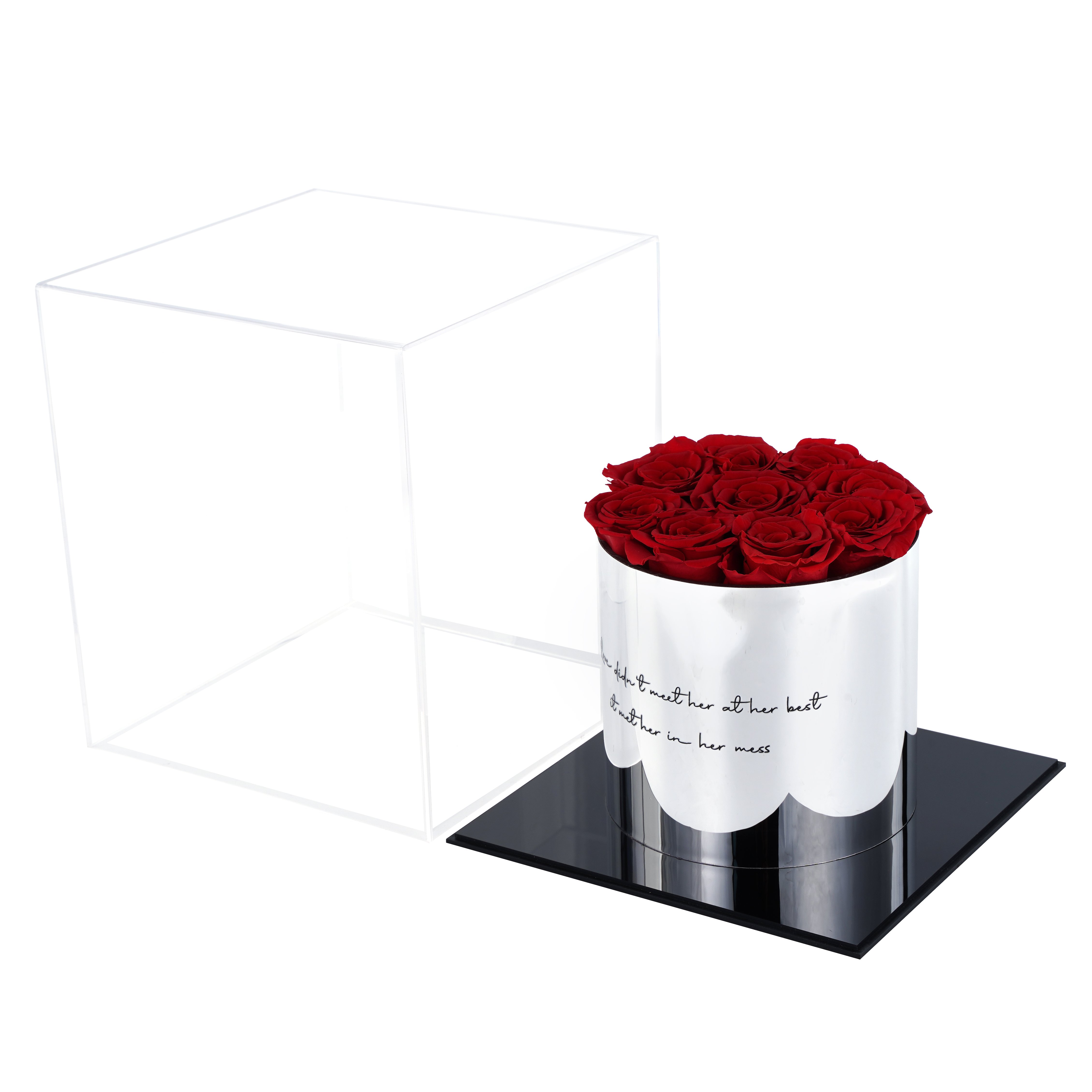 9 Roses Valentines day gift forever Everlasting Immortal Preserved Flower ornaments bridal bouquet Eternal Rose in acrylic Box