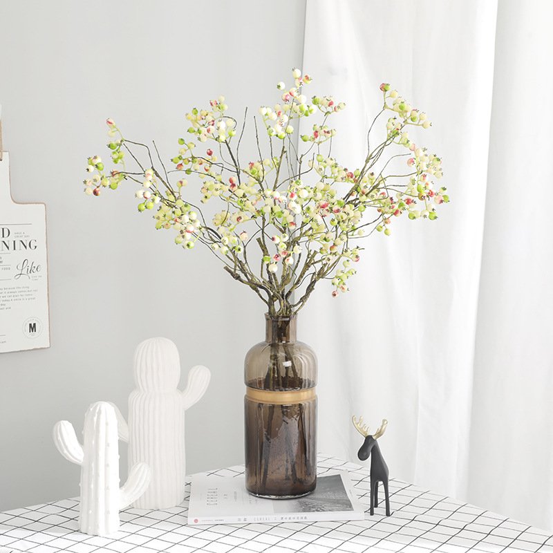 Hot selling 72cm single branch cranberry berry artificial flowers for home decoration