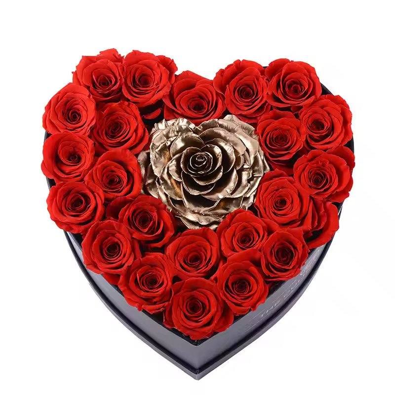 Wholesale Mother's Day Immortal Eternas Rosas Real Preserved Flower Heart Shape Infinity Forever Eternal Roses in Gifts Box