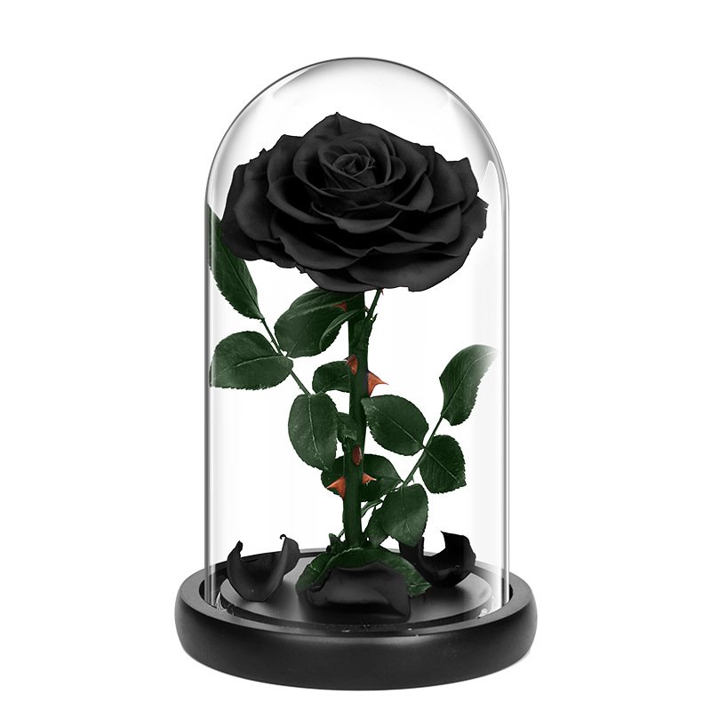 Luxury Gift Sets Valentine Wedding Favors Led Light Box Eternal Forever Flower Preserved Rose In Glass Dome