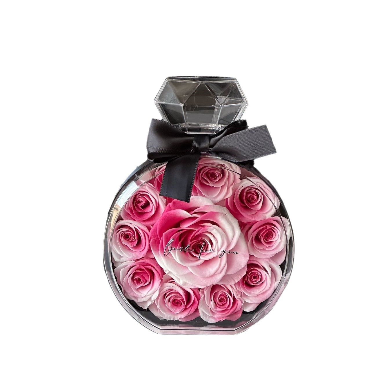 Wholesale Mother Day gifts eternal forever rose preserved flower in acrylic perfume bottle