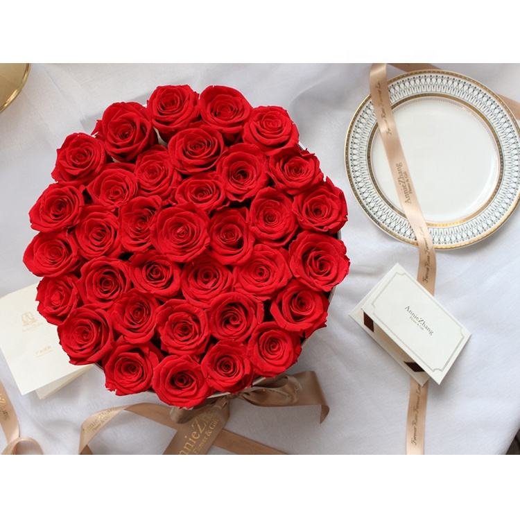 In Stock Long Forever Roses Preserved Ecuadorian Roses Preserved Flowers Eternal Love Flower Box in Big Size Round Box