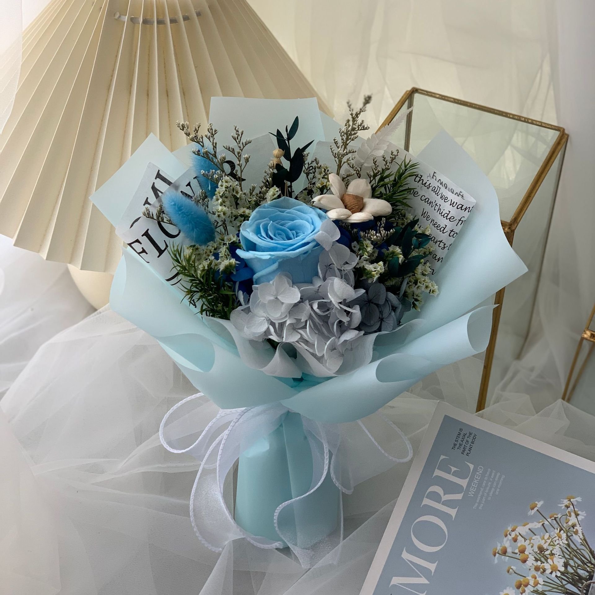 Customized Longlasting Immortal Eternal Forever Stabilized Preserved Roses Decoration Wedding Bridal Bouquet