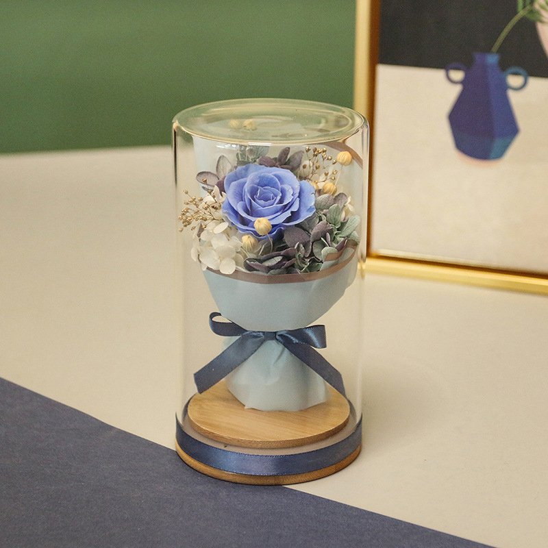 Romantic Preserved Flower Immortal Finished Roses Glass Dome Gift Box Valentine's Day Gift Wholesale for Girlfriend Manufacture