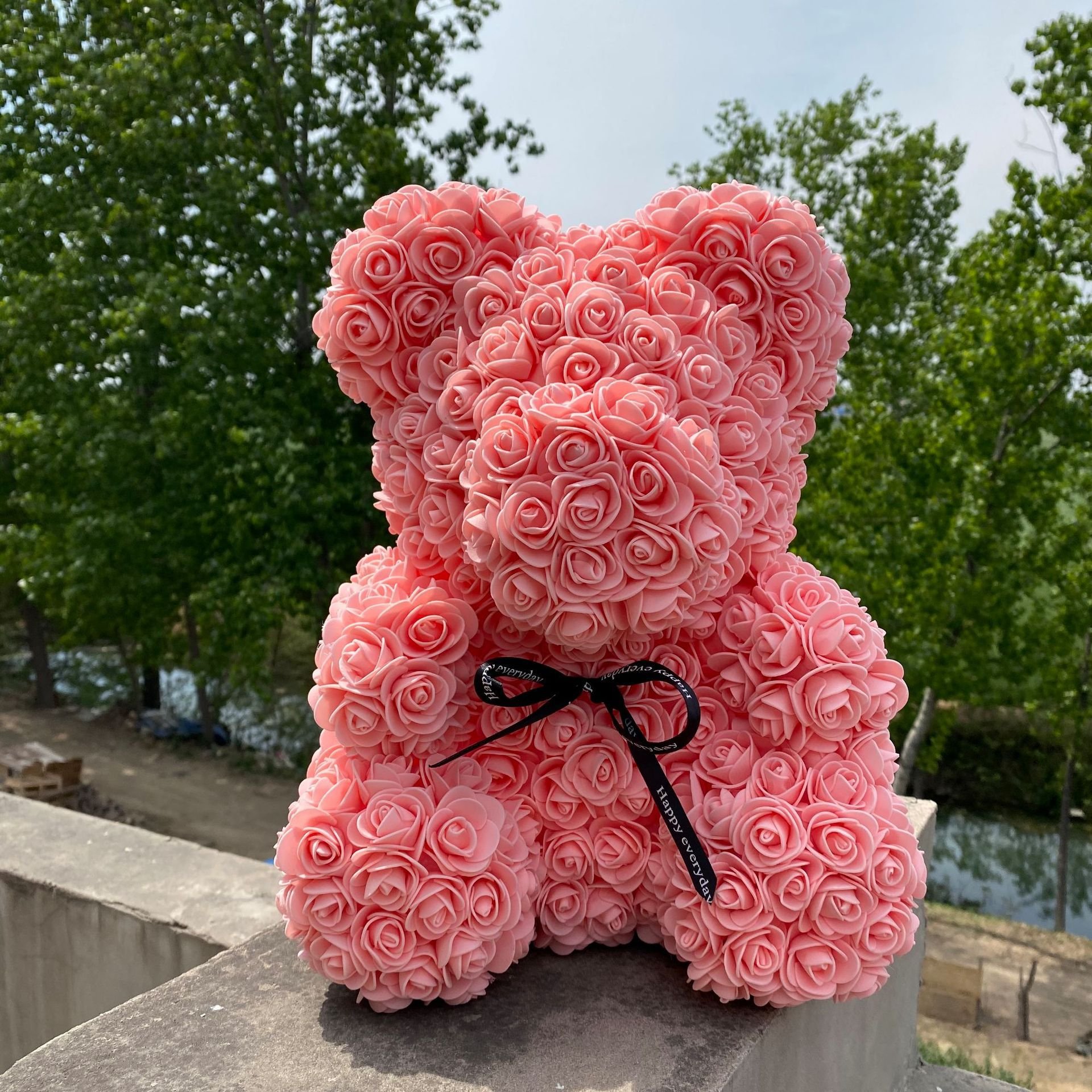 DIY 25Cm Teddy Rose Bear Artificial Pe Flower Bear Rose with Box Valentine's Day for Girlfriend Wife Mother's Day Gifts