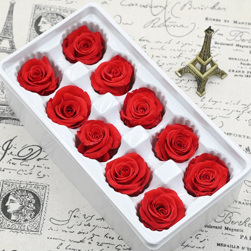 Wholesale Decorative Preserved Flower 4-6CM Eternal Rose Natural White Rose Head For Wedding Centerpieces