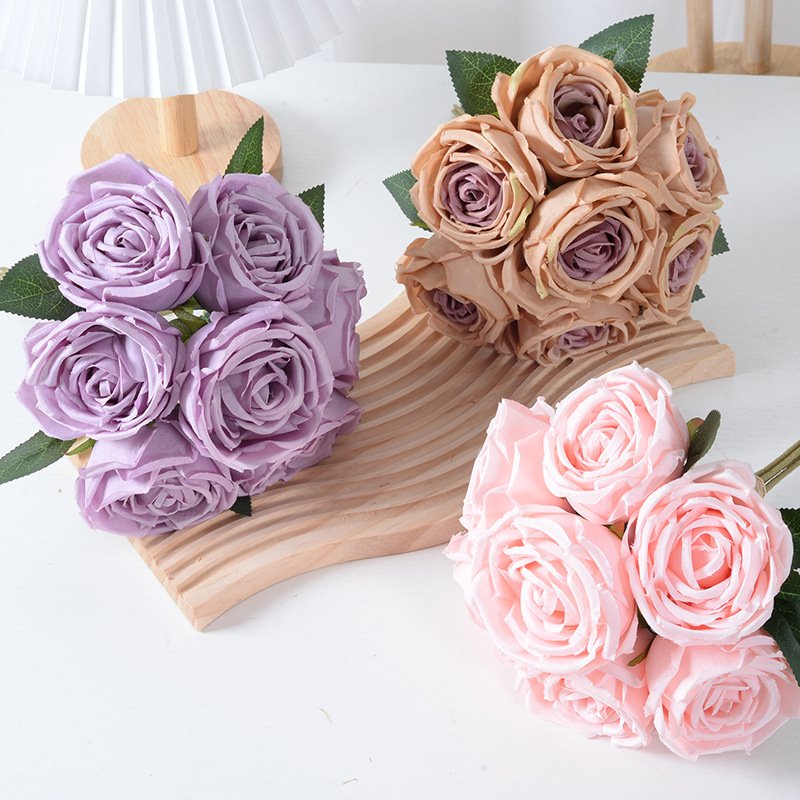 Fully Stocked Centerpiece Flower Artificial Flowers Flower Heads 7 Head Bunch Preserved Wedding Roses