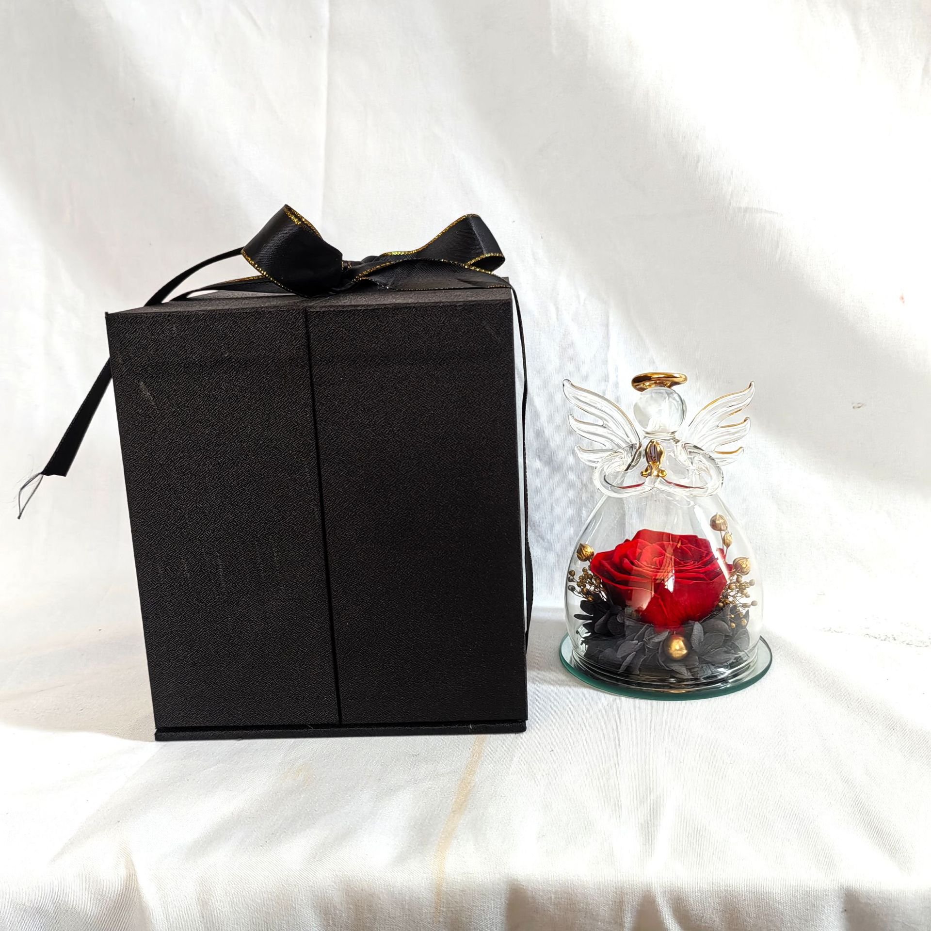 Eternal Rose Little Angel Glass Cover Ornament Qixi Festival and Valentine's Day Gift-for Christmas New Year