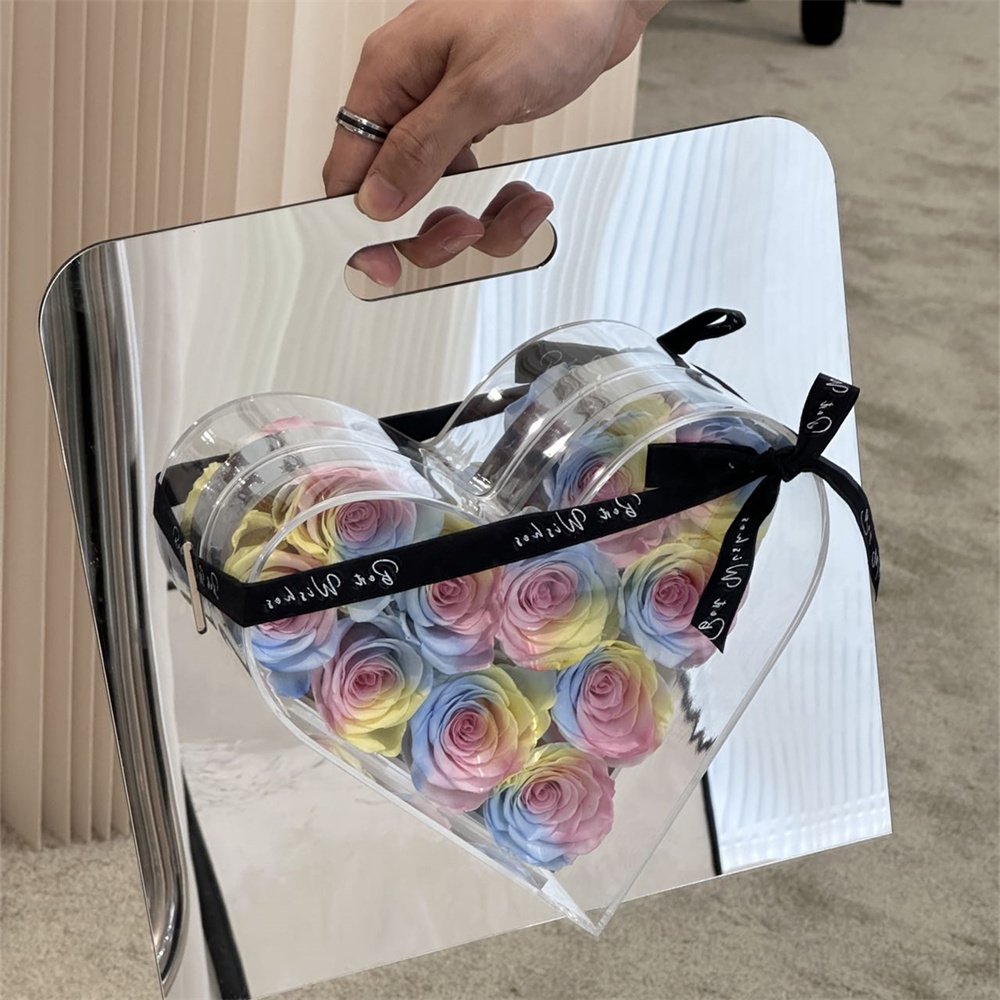 Wholesale Valentine Day Rose Colorful Candy Colors Rose Gift Box Real Natural Forever Eternal Preserved Fresh Flower for Girls