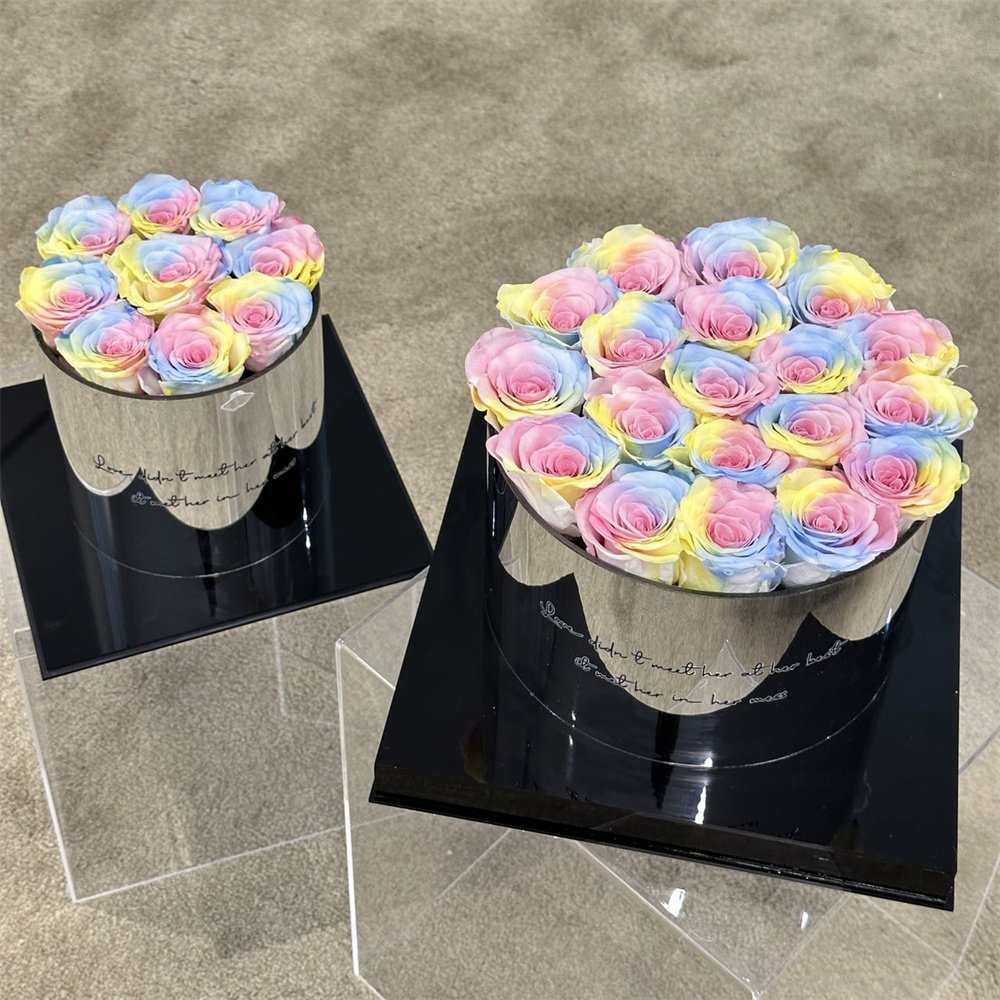 Wholesale Valentine Day Rose Colorful Candy Colors Rose Gift Box Real Natural Forever Eternal Preserved Fresh Flower for Girls