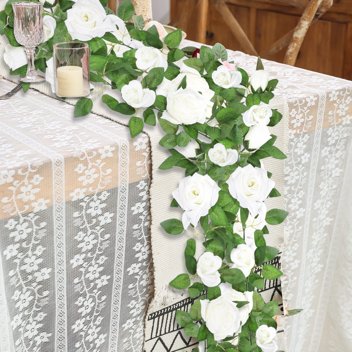 T-6 Wedding Decoration Garden Vines Hanging Faked Vines Artificial Rose Preserved Flowers And Plants Rattan Flower Arch