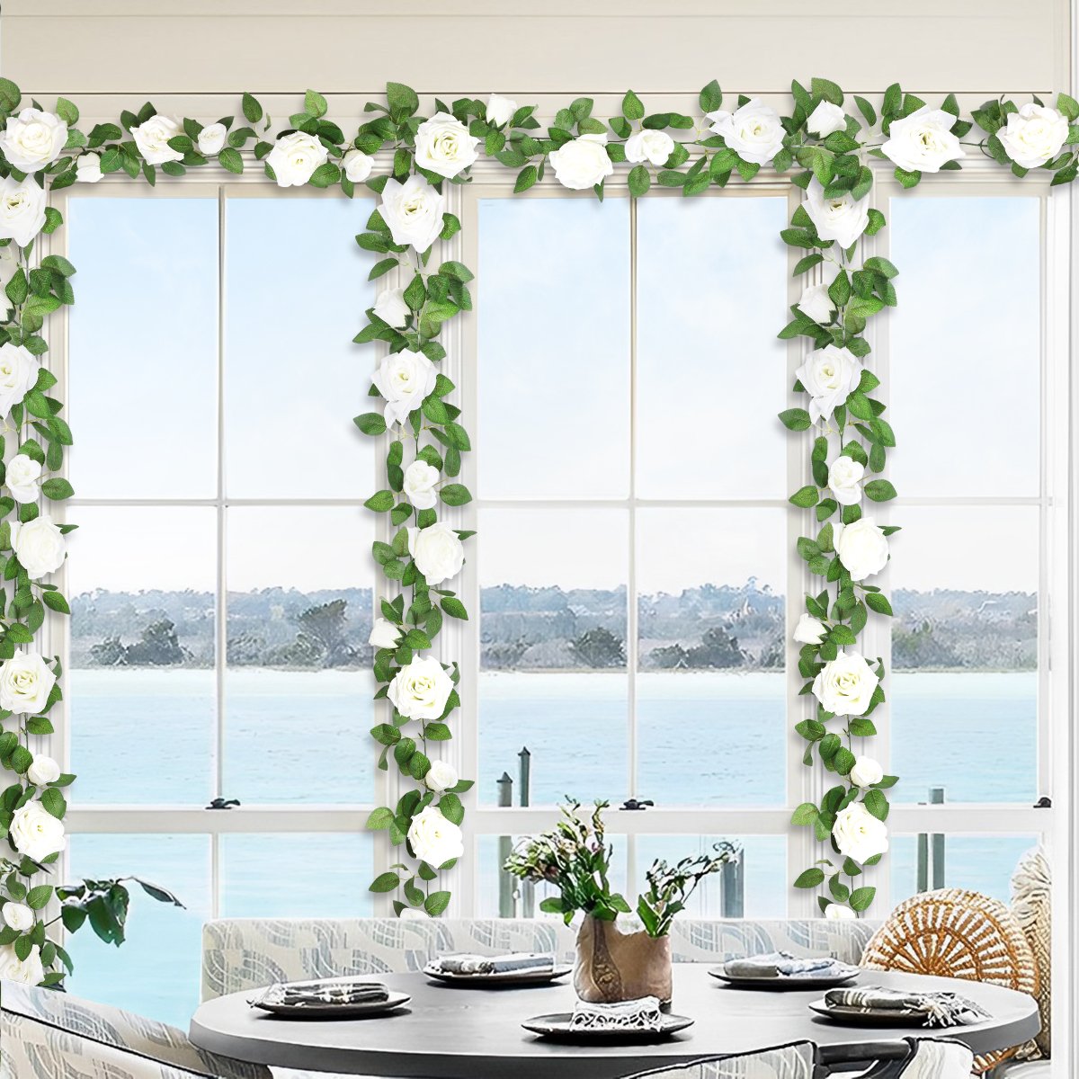 T-6 Wedding Decoration Garden Vines Hanging Faked Vines Artificial Rose Preserved Flowers And Plants Rattan Flower Arch