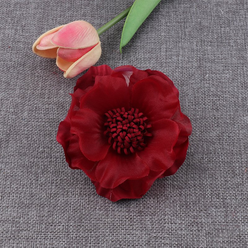 Flores artificiales al por mayor Chiffon Embroidered Backing Glue 3D Flower Fabric For Wedding Artificial Decorative Flowers