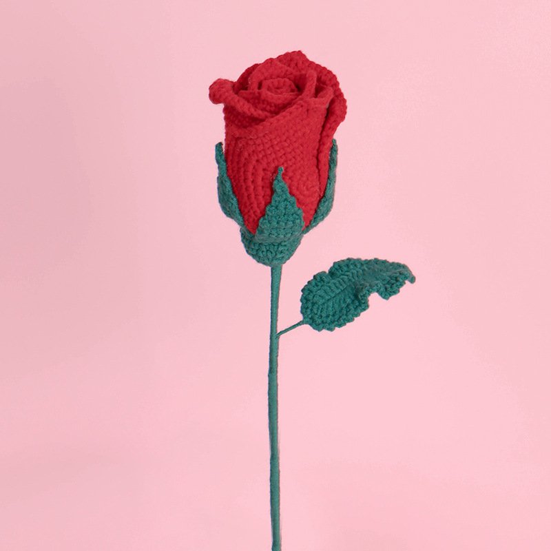 Valentine's Day handmade wool woven preserved flower bouquet finished wine glass rose crocheted holiday rose