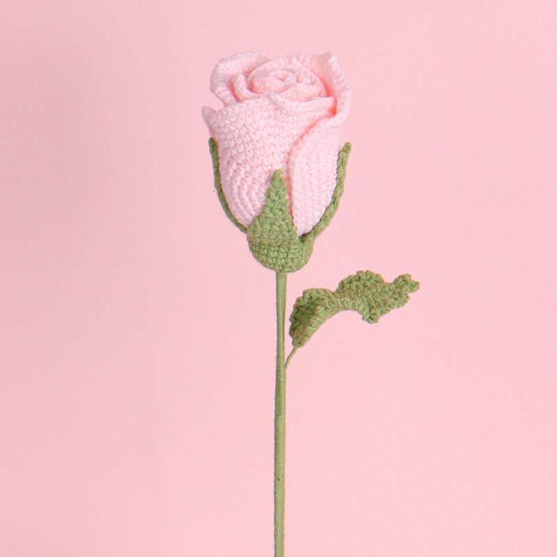 Valentine's Day handmade wool woven preserved flower bouquet finished wine glass rose crocheted holiday rose