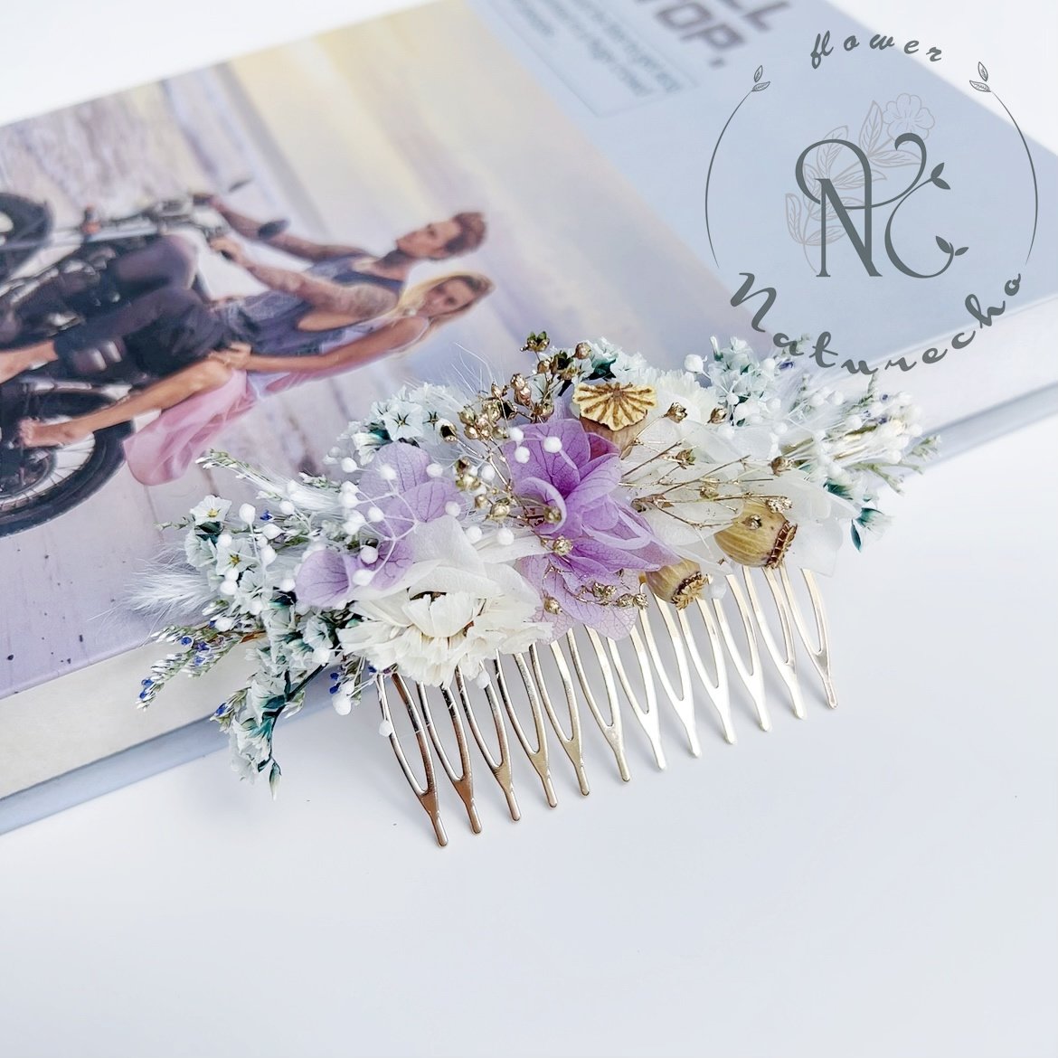 Factory wholesale dried flowers and preserved flower Hair Comb for wedding decoration Wedding Bridal Hair Accessories hairpin