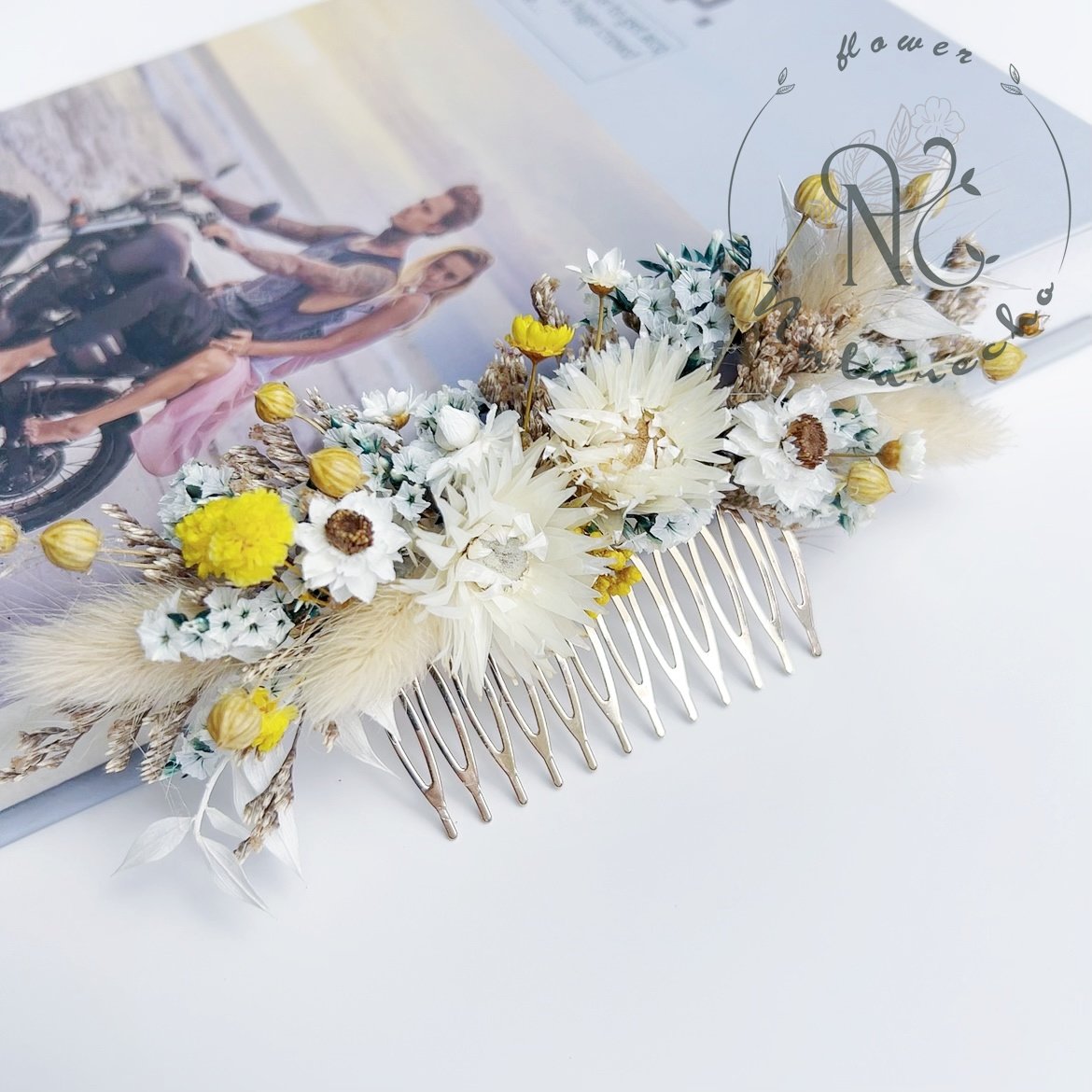 Factory wholesale dried flowers and preserved flower Hair Comb for wedding decoration Wedding Bridal Hair Accessories hairpin
