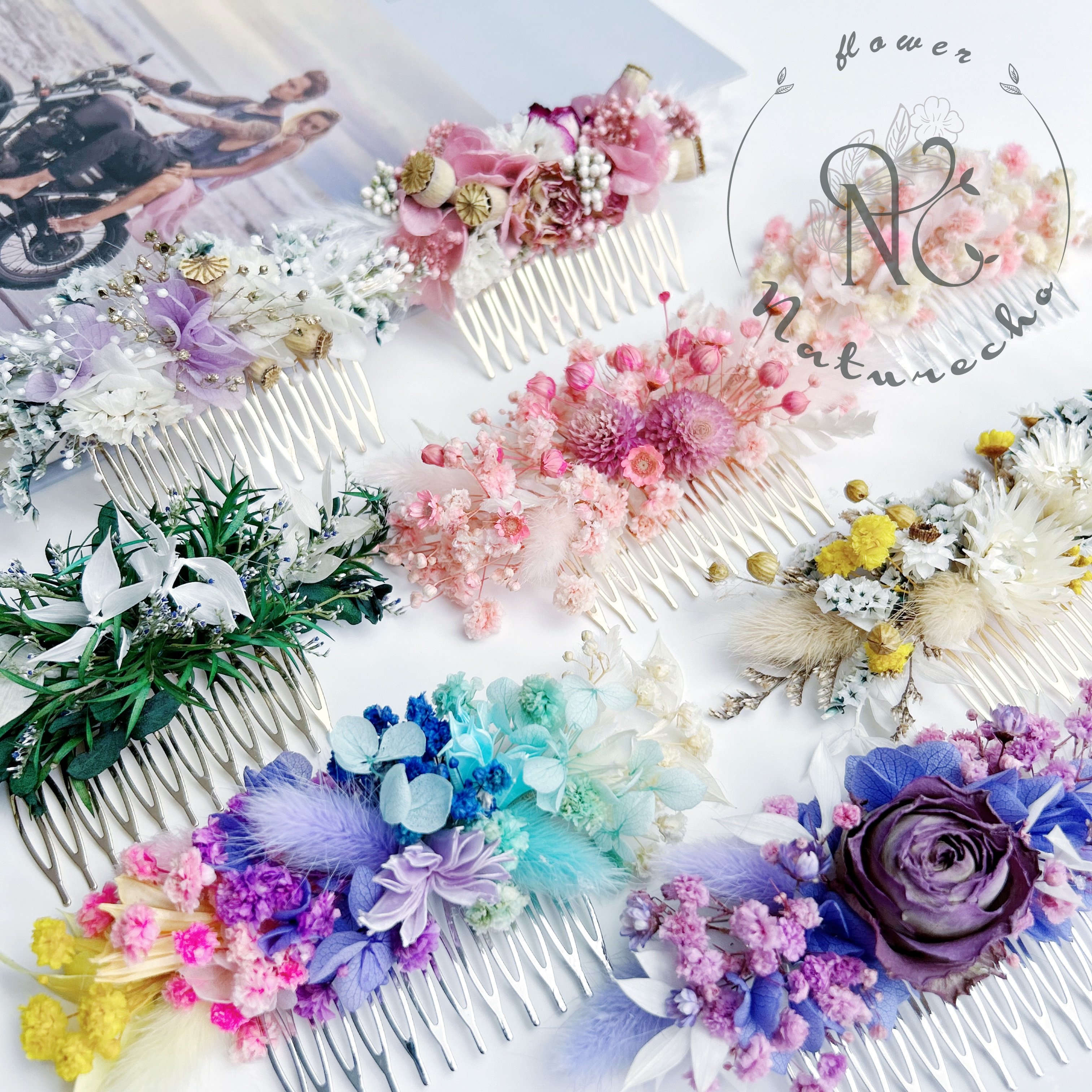 Factory wholesale dried flowers and preserved flower Hair Comb for wedding decoration Wedding Bridal Hair Accessories hairpin