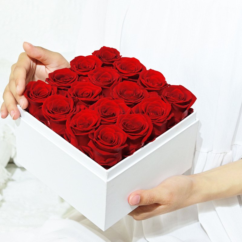 Artificial Flower Preserved Rose Flower Eternal Valentine Mother Girlfriend Birthday Gift Square Shape