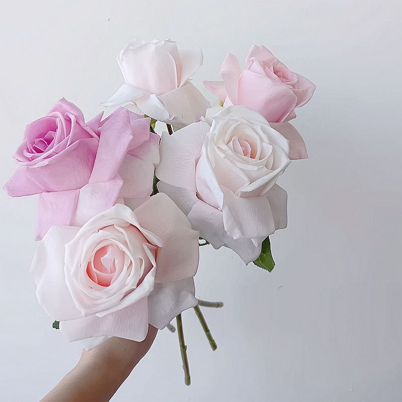 M832 Hot Selling Pink Roses Real Touch Silk Flower Bulk Latex Rose Flowers Artificial For Wedding Centerpiece Decoration Flower