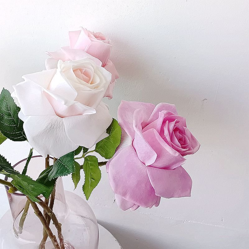 M832 Hot Selling Pink Roses Real Touch Silk Flower Bulk Latex Rose Flowers Artificial For Wedding Centerpiece Decoration Flower