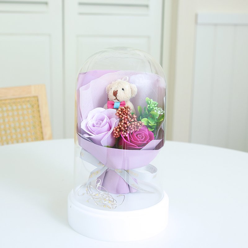 Preserved Flowers For Valentine's Day Gifts Bouquet In Glass Dome Flowers Fresh Bouquet for Mother's Day