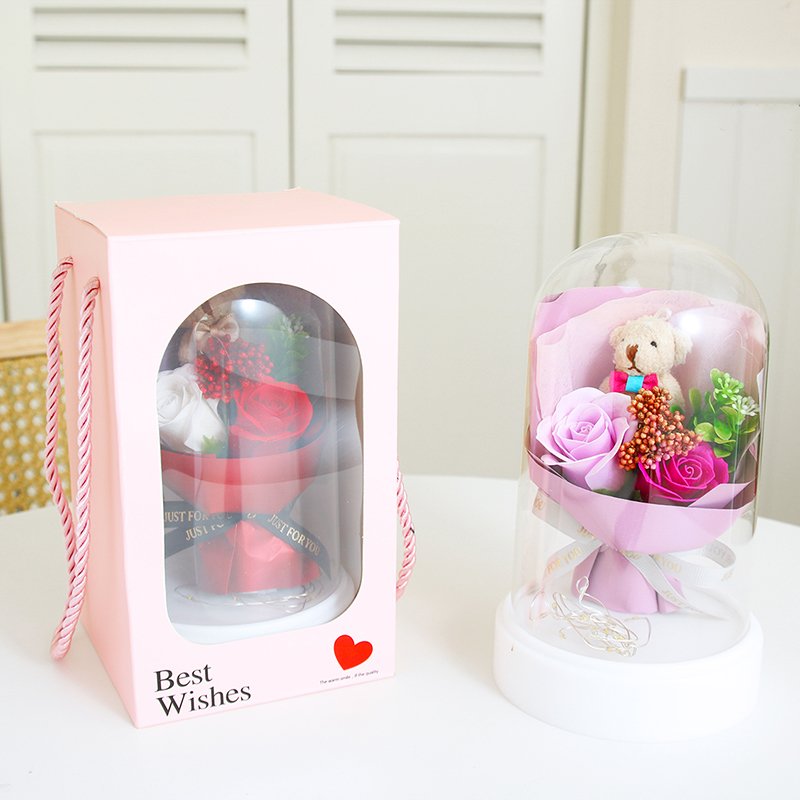 Preserved Flowers For Valentine's Day Gifts Bouquet In Glass Dome Flowers Fresh Bouquet for Mother's Day