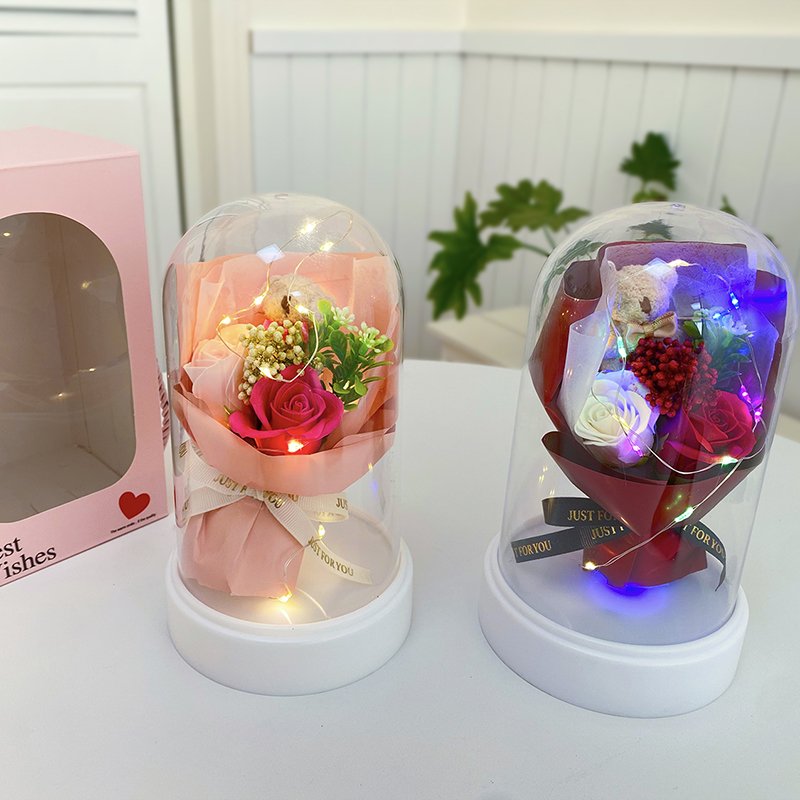 Preserved Flowers For Valentine's Day Gifts Bouquet In Glass Dome Flowers Fresh Bouquet for Mother's Day