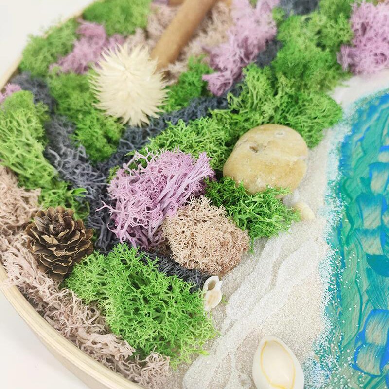 Natural Eco-friendly Eternal Panel Preserved Lichen Green Decor Moss Wall Sheet Reindeer Dried Preserved Moss Stabilized