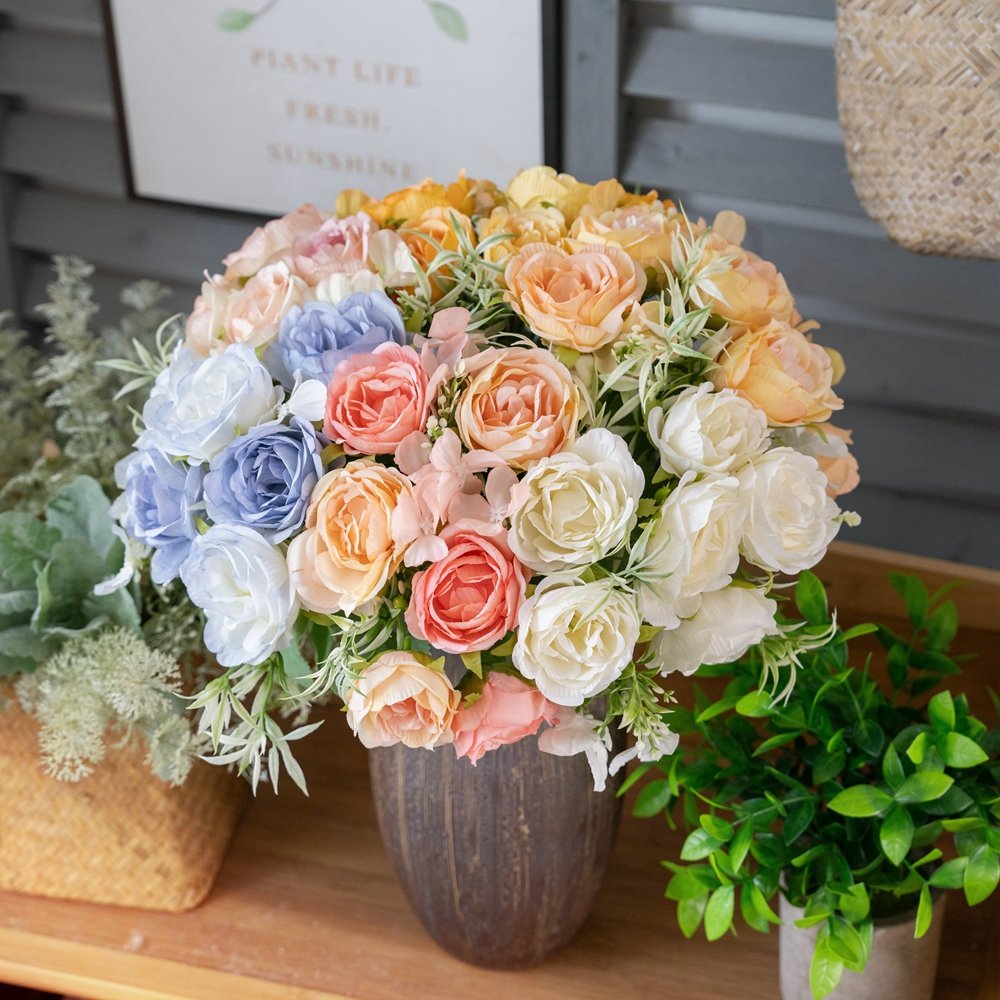 INS Style Handmade Artificial Flowers Home Decor Wholesale Wedding Bouquet Featuring Peony Hydrangea Other Handicrafts