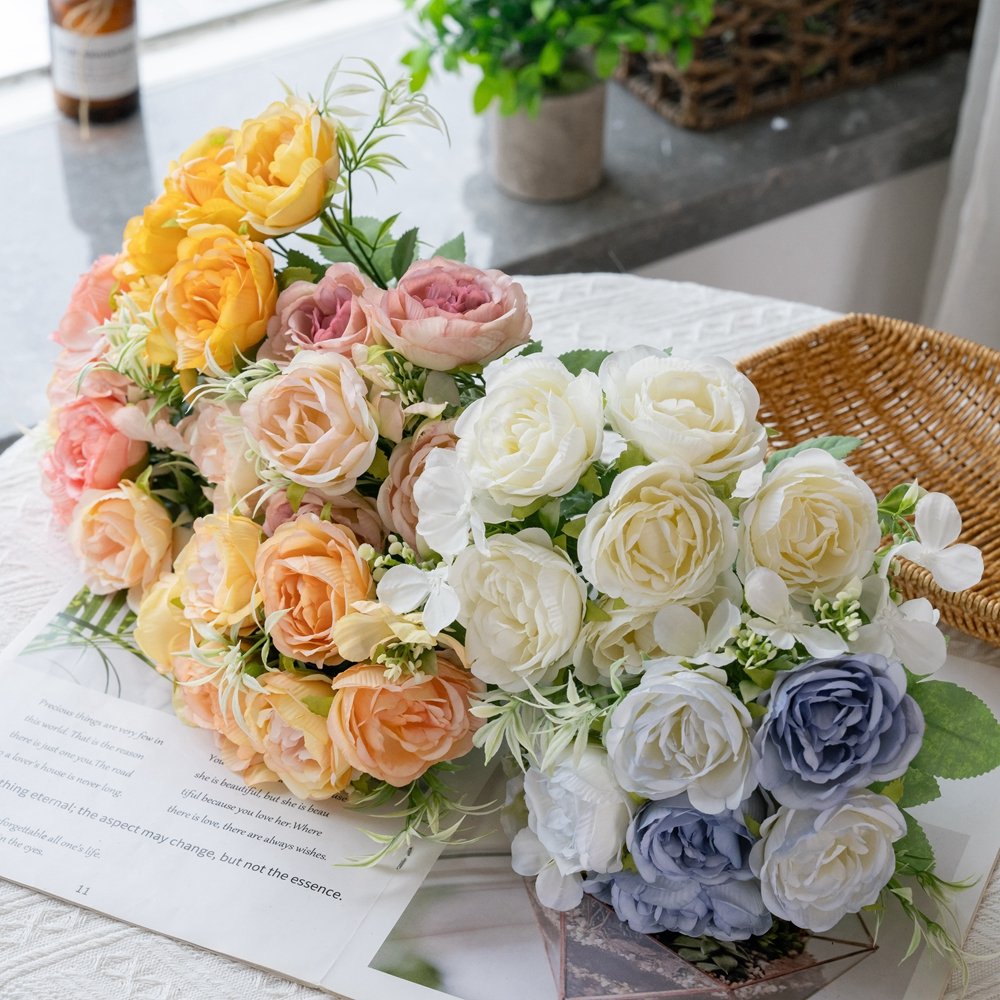 INS Style Handmade Artificial Flowers Home Decor Wholesale Wedding Bouquet Featuring Peony Hydrangea Other Handicrafts