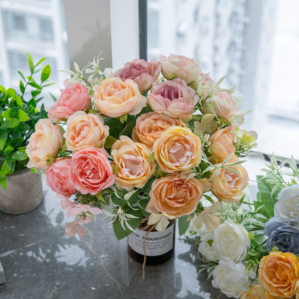 INS Style Handmade Artificial Flowers Home Decor Wholesale Wedding Bouquet Featuring Peony Hydrangea Other Handicrafts