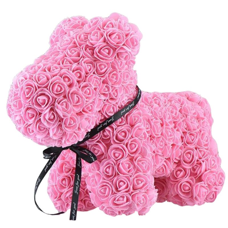 BLH Hot Sale Rose Puppy Valentine Artificial Flower Stuffed Pet Dog Custom Plush Toys Handmade Teddy Bear Red Rose Flower Best gift for valentine's day Best gift for Valentine's day