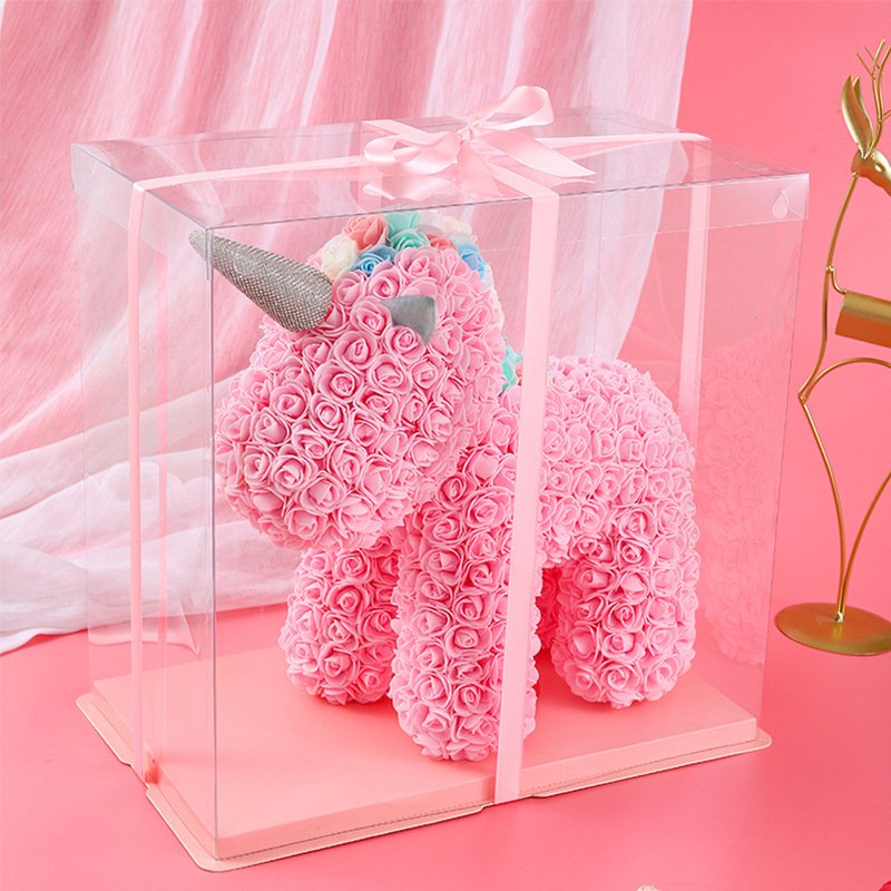 Factory Rose Preserved Flower Handmade Romantic Saint Valentine'S Day Gift Set Unicorn Bear Box For Valentines Day