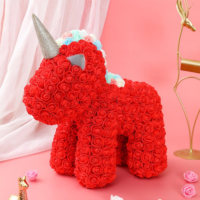 Factory Rose Preserved Flower Handmade Romantic Saint Valentine'S Day Gift Set Unicorn Bear Box For Valentines Day