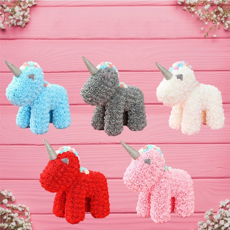 Factory Rose Preserved Flower Handmade Romantic Saint Valentine'S Day Gift Set Unicorn Bear Box For Valentines Day