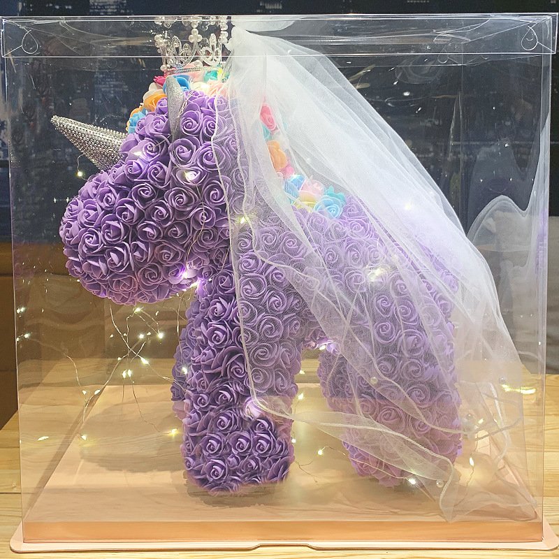 Factory Rose Preserved Flower Handmade Romantic Saint Valentine'S Day Gift Set Unicorn Bear Box For Valentines Day