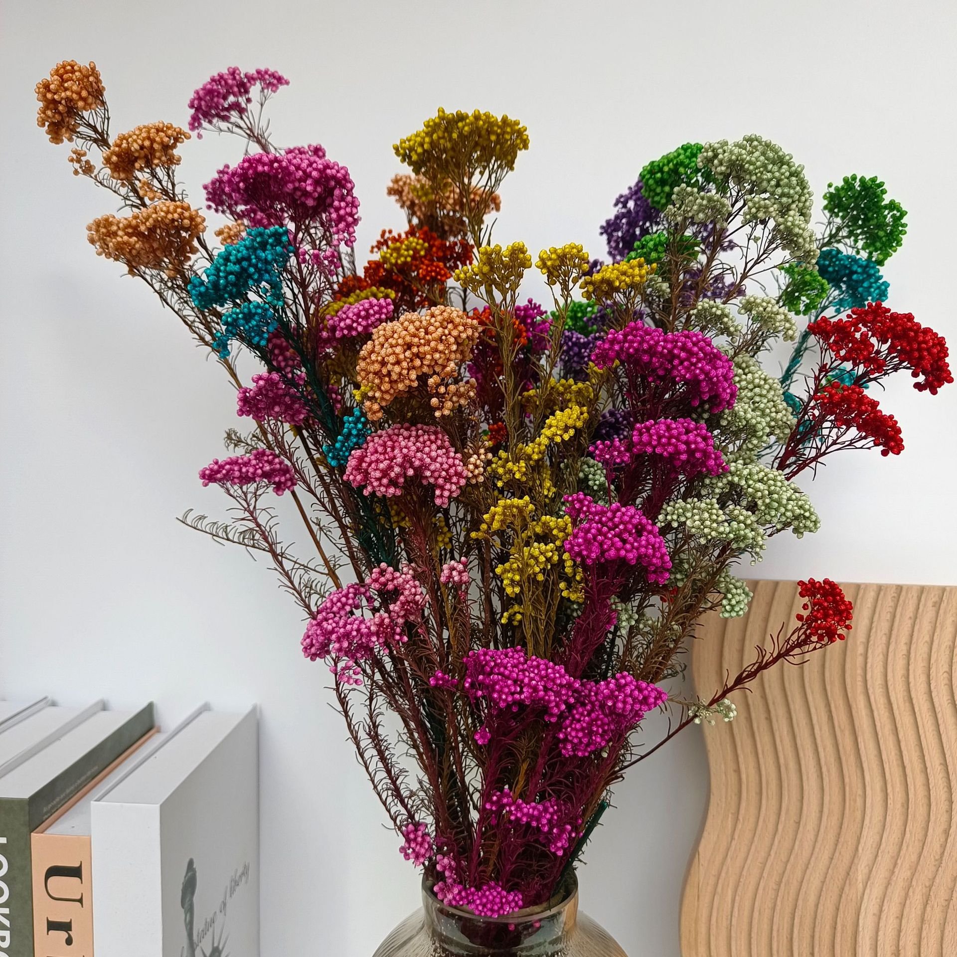 Natural Preserved Rice Flower, Millet Achillea Flower Bouquet,Home Wedding Decor China Factory supplying