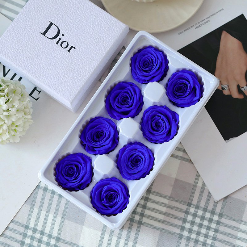 Cheap and Affordable 8pcs B Grade 4-5 Cm Preserved Rose Heads for Valentine's Day Gift Present
