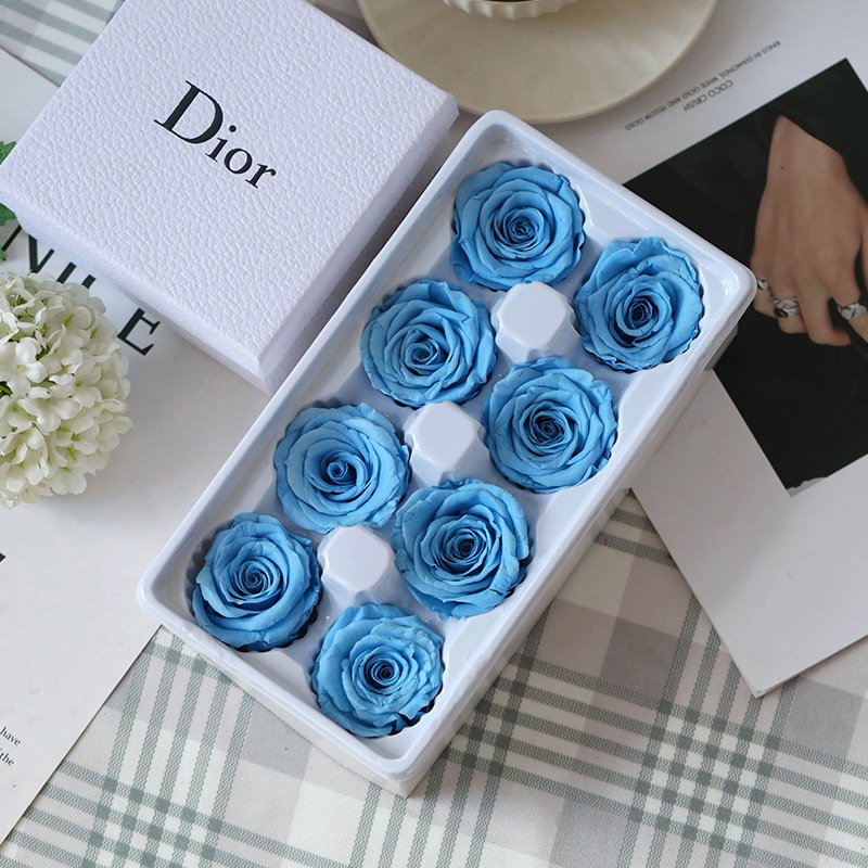 Cheap and Affordable 8pcs B Grade 4-5 Cm Preserved Rose Heads for Valentine's Day Gift Present