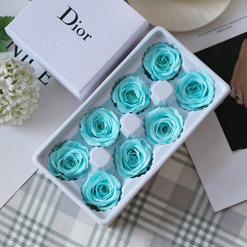 Cheap and Affordable 8pcs B Grade 4-5 Cm Preserved Rose Heads for Valentine's Day Gift Present