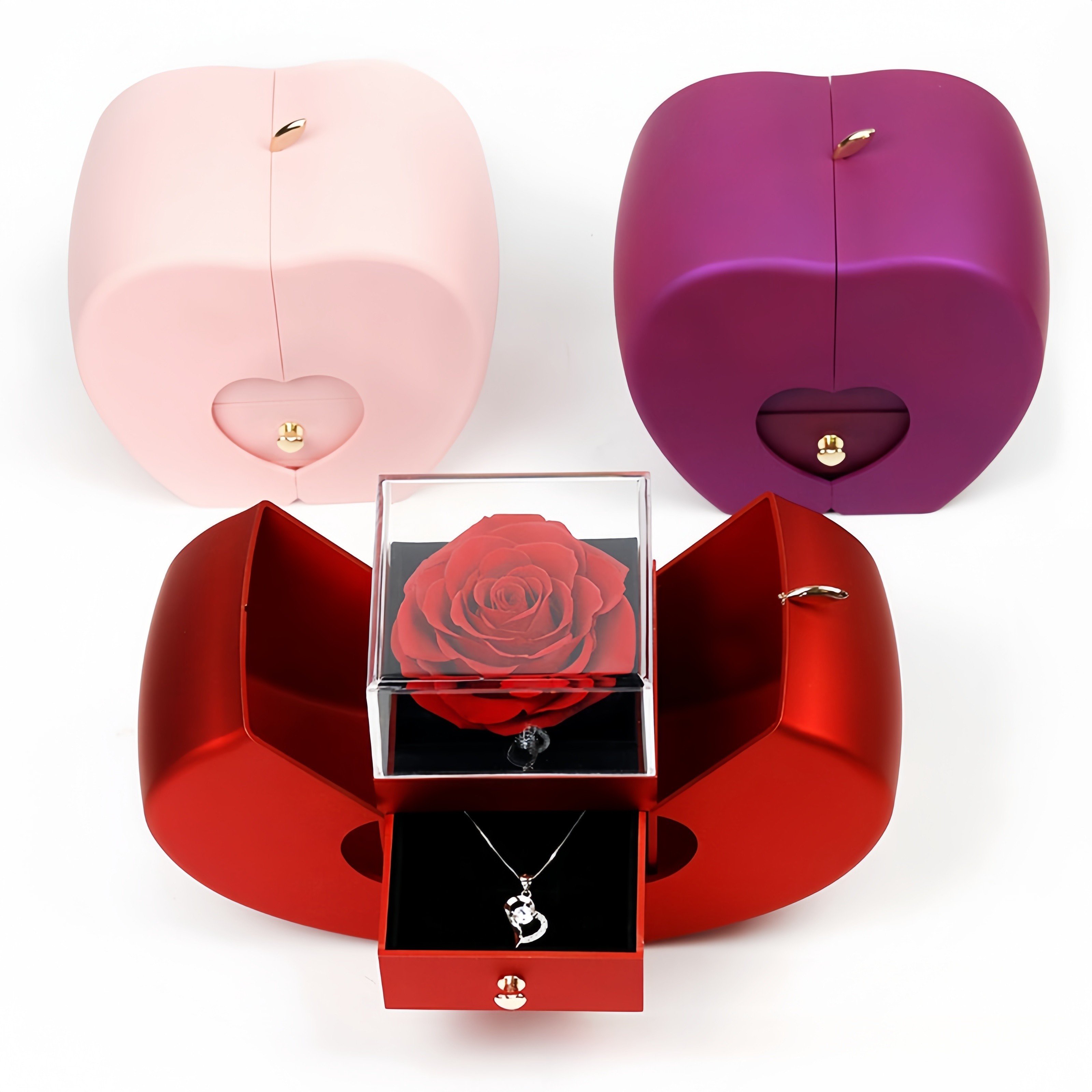 Apple Creative preserved Forever Flower Gift Box Lipstick Necklace Ring Perfume Send to Friend Valentine's Day Birthday Gift Box