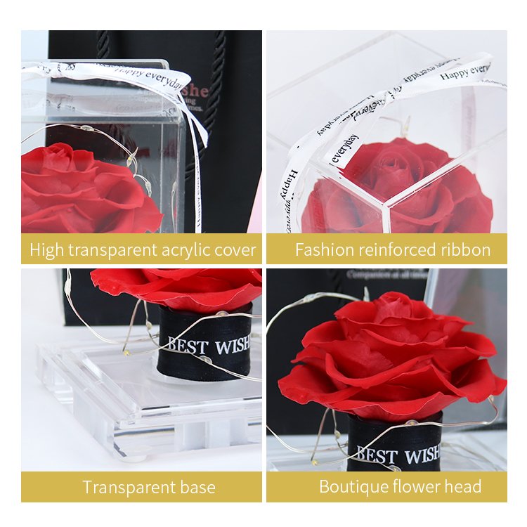 YS-049 Free sample 2023 new design luxury everlasting roses valentines Day Gift preserved rose in acrylic gift box