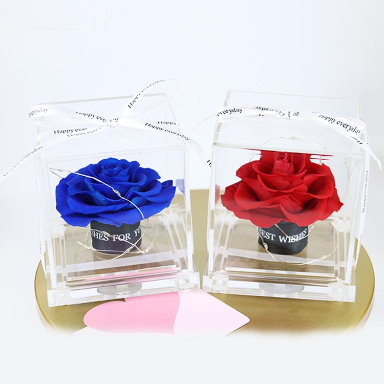 YS-049 Free sample 2023 new design luxury everlasting roses valentines Day Gift preserved rose in acrylic gift box
